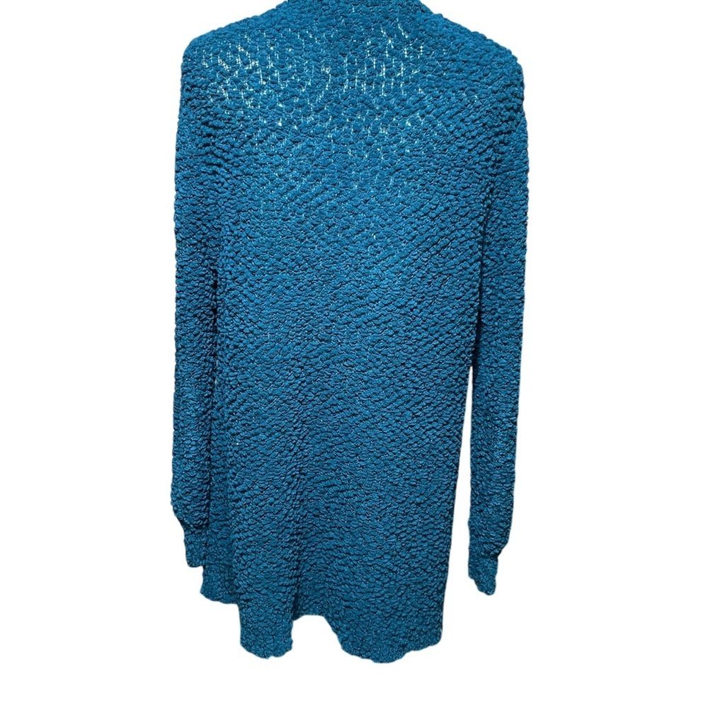 Zenana Teal Popcorn Knit Open Front Cardigan with 2 pockets Size L - Picture 2 of 11